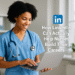 Smiling nurse in blue scrubs using a laptop, symbolizing how LinkedIn helps nurses build careers through networking and recruiter visibility.