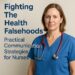 A confident female nurse in blue scrubs with a red stethoscope stands against a neutral background, representing communication strategies in healthcare.